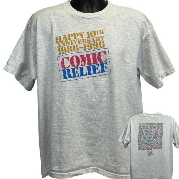 Vintage 90s Comic Relief T Shirt Robin Williams Billy Crystal Gray XL X-Large - Picture 1 of 10